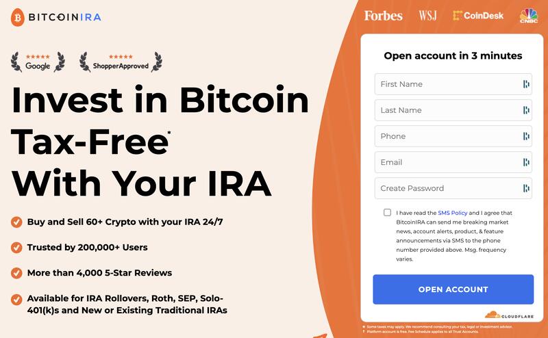 Bitcoin IRA Landing Page